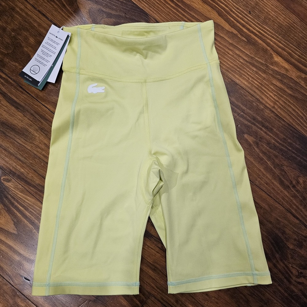 Lacoste Sport Yellow Small Biker Shorts Spandex Activewear